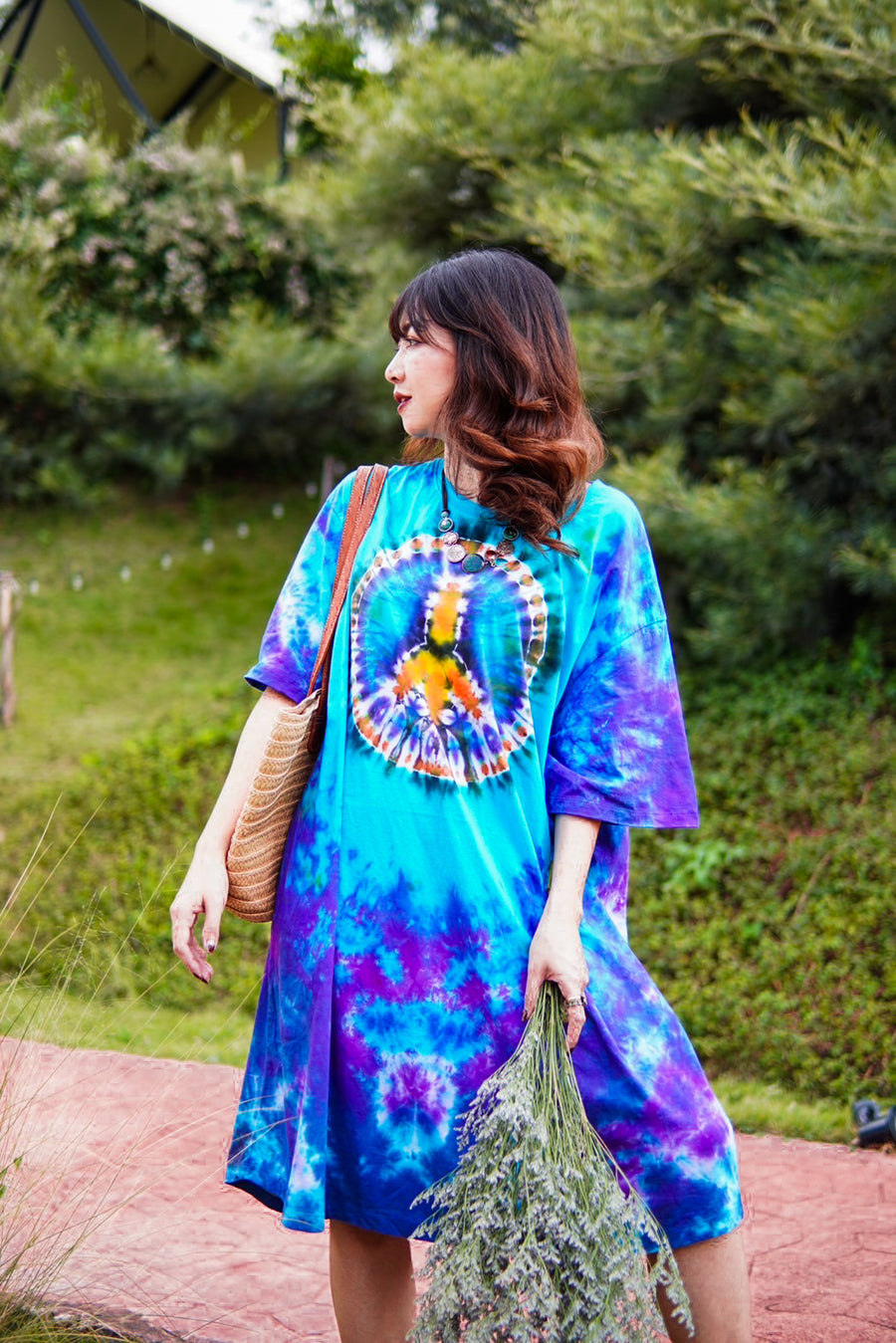 Peace & Harmony Hand Dyed Boho Cotton Dress with Pockets