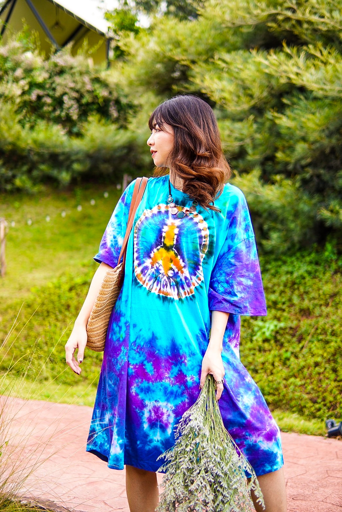 Peace & Harmony Hand Dyed Boho Cotton Dress with Pockets
