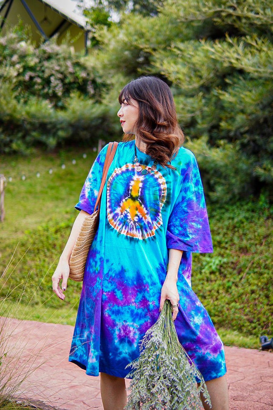 Peace & Harmony Hand Dyed Boho Cotton Dress with Pockets