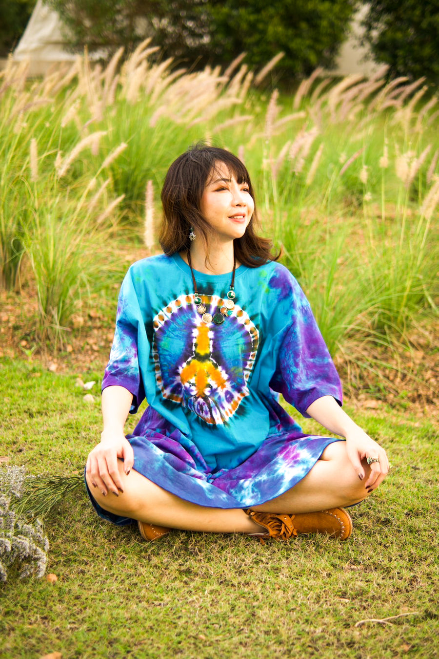 Peace & Harmony Hand Dyed Boho Cotton Dress with Pockets