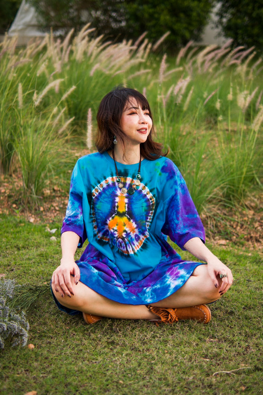 Peace & Harmony Hand Dyed Boho Cotton Dress with Pockets