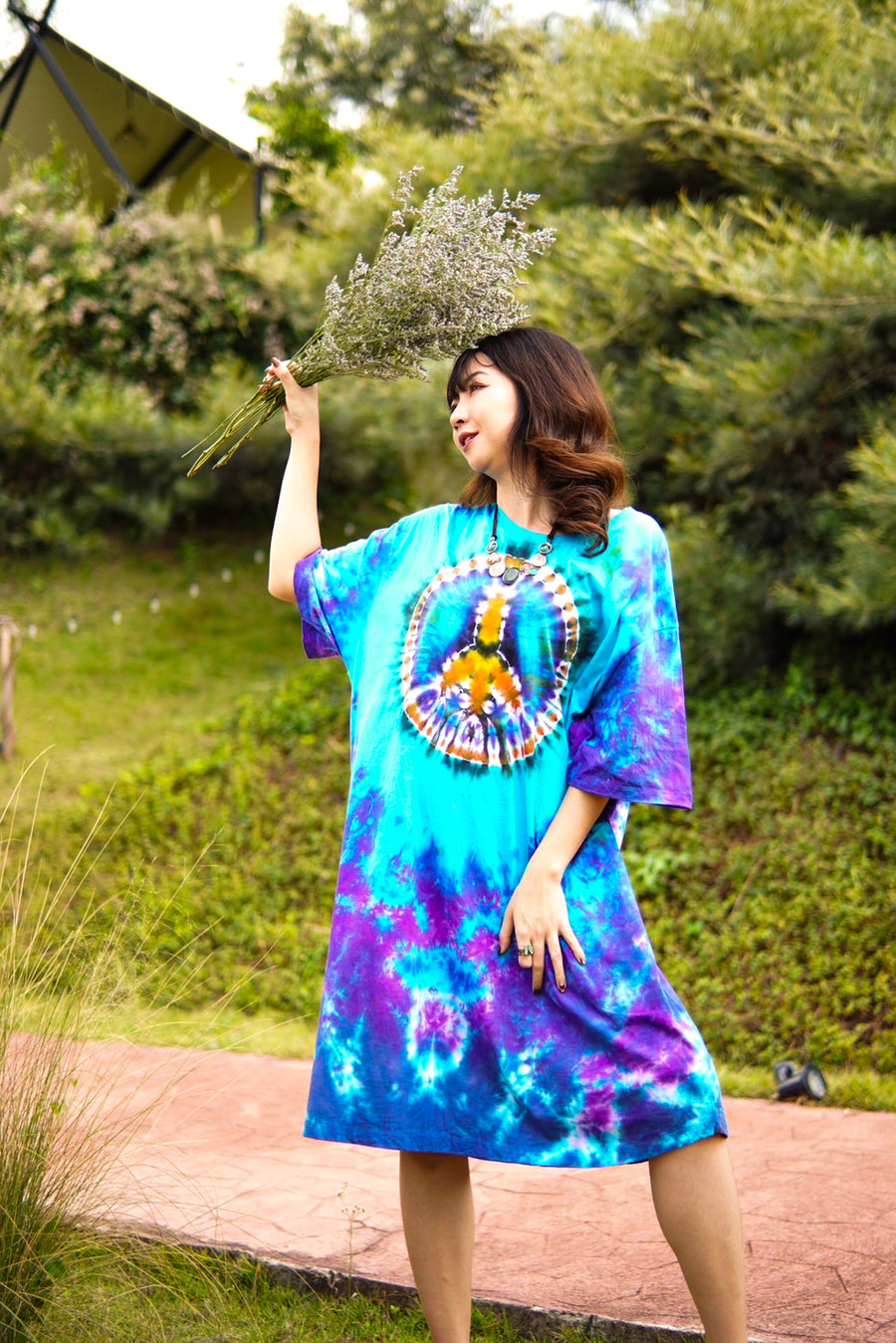 Peace & Harmony Hand Dyed Boho Cotton Dress with Pockets