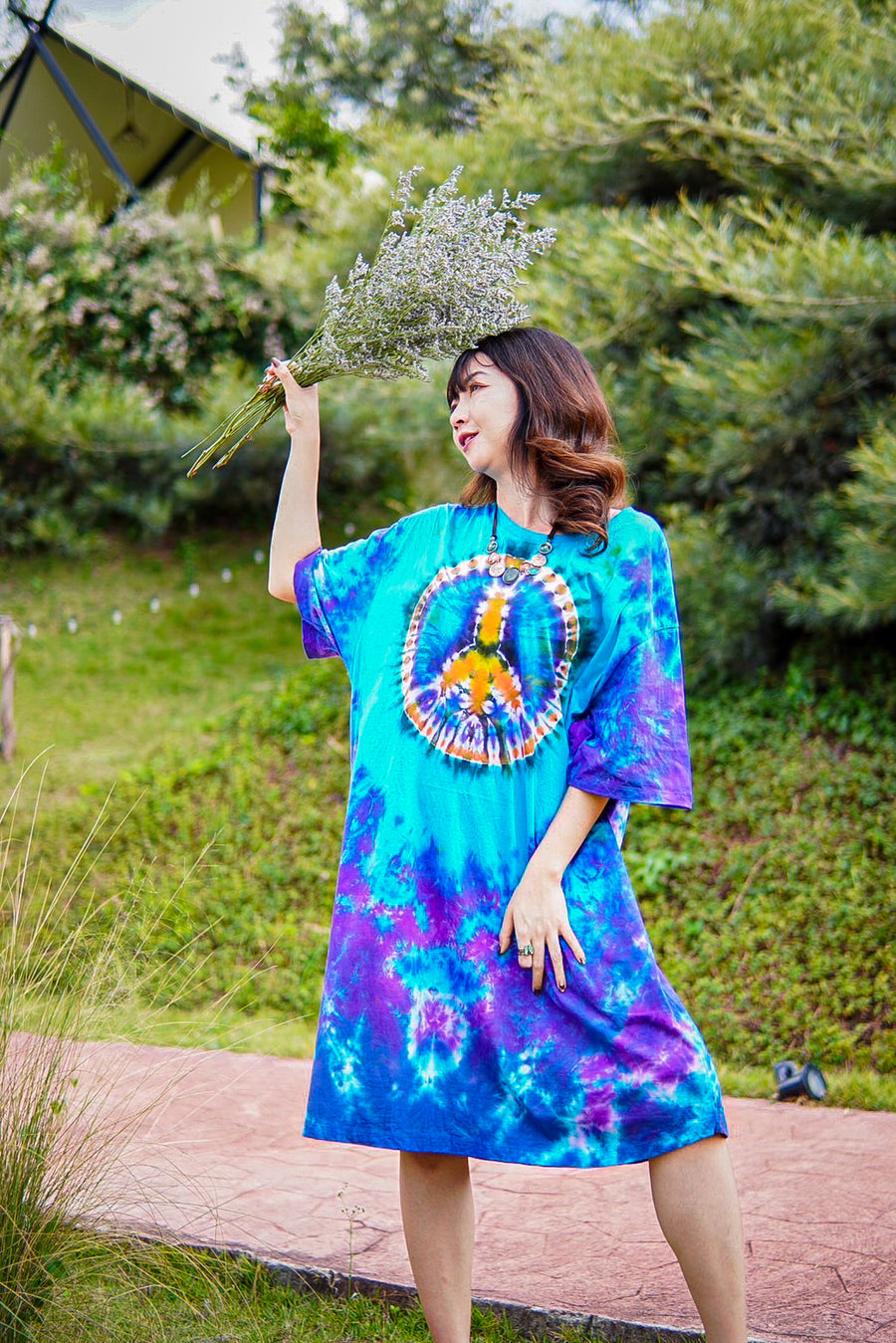 Peace & Harmony Hand Dyed Boho Cotton Dress with Pockets