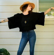Black Gauze Ease Kimono Top