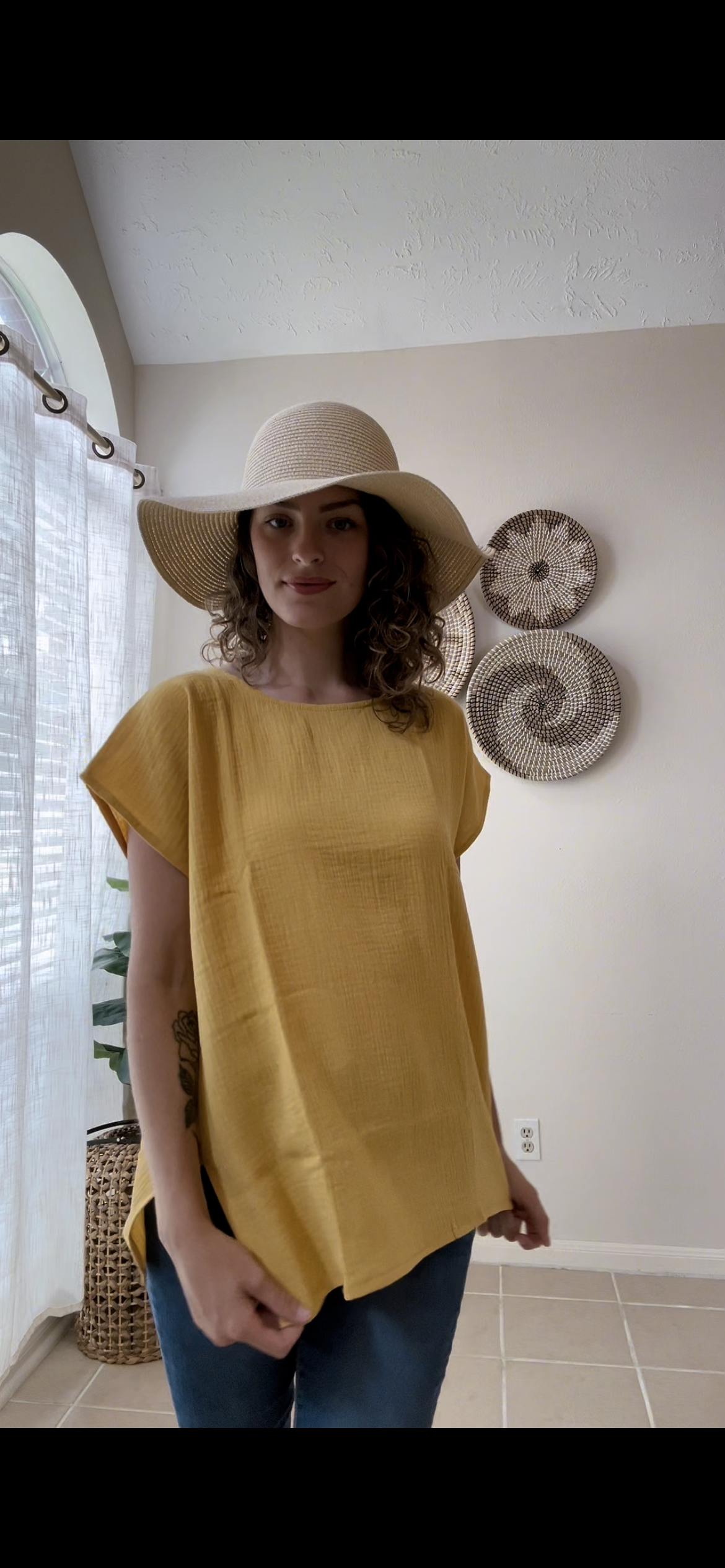 Golden Double Gauze Flow Blouse