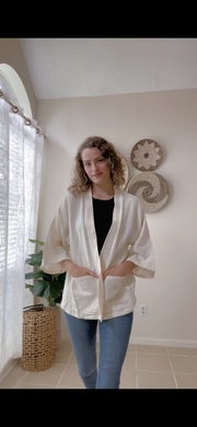 Pure White Double Gauze Kimono Cardigan