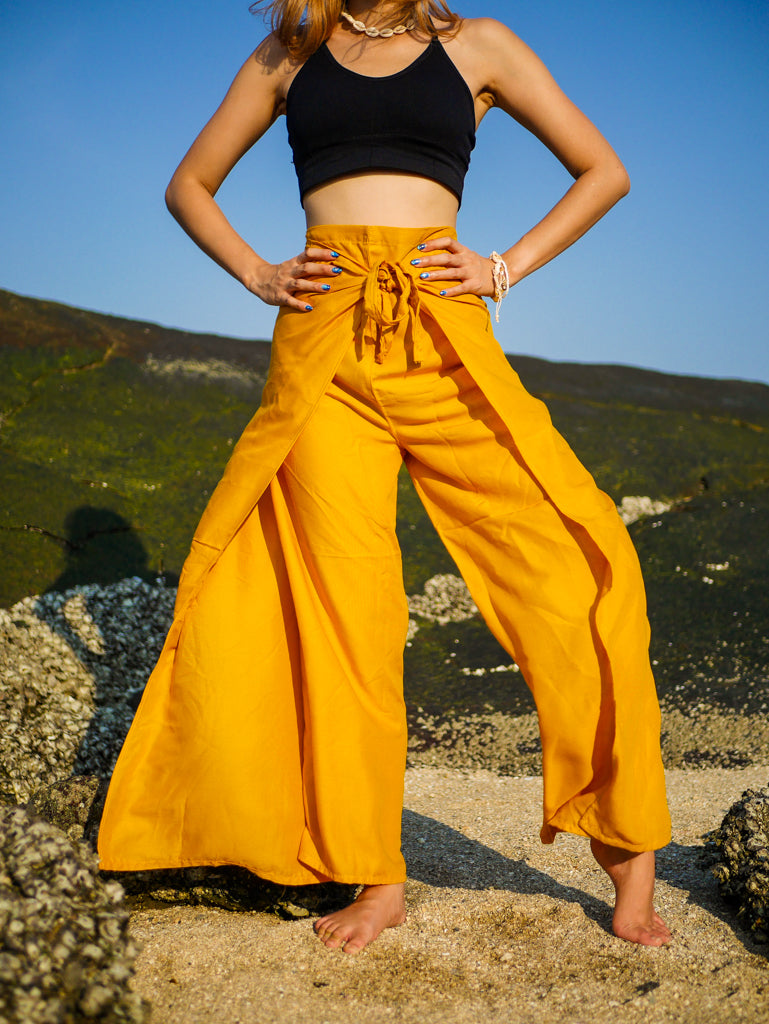 Mustard Yellow Palazzo Wrap Pants