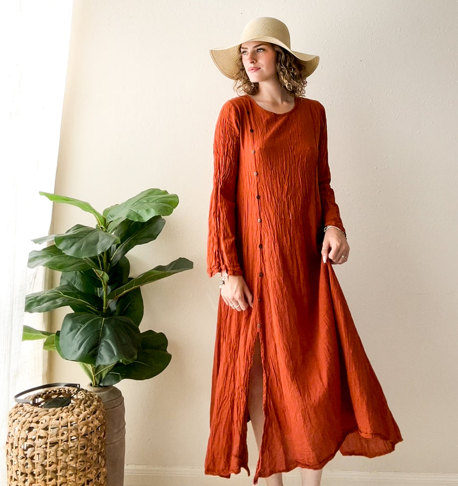 Rust Muse Organic Gauze Dress