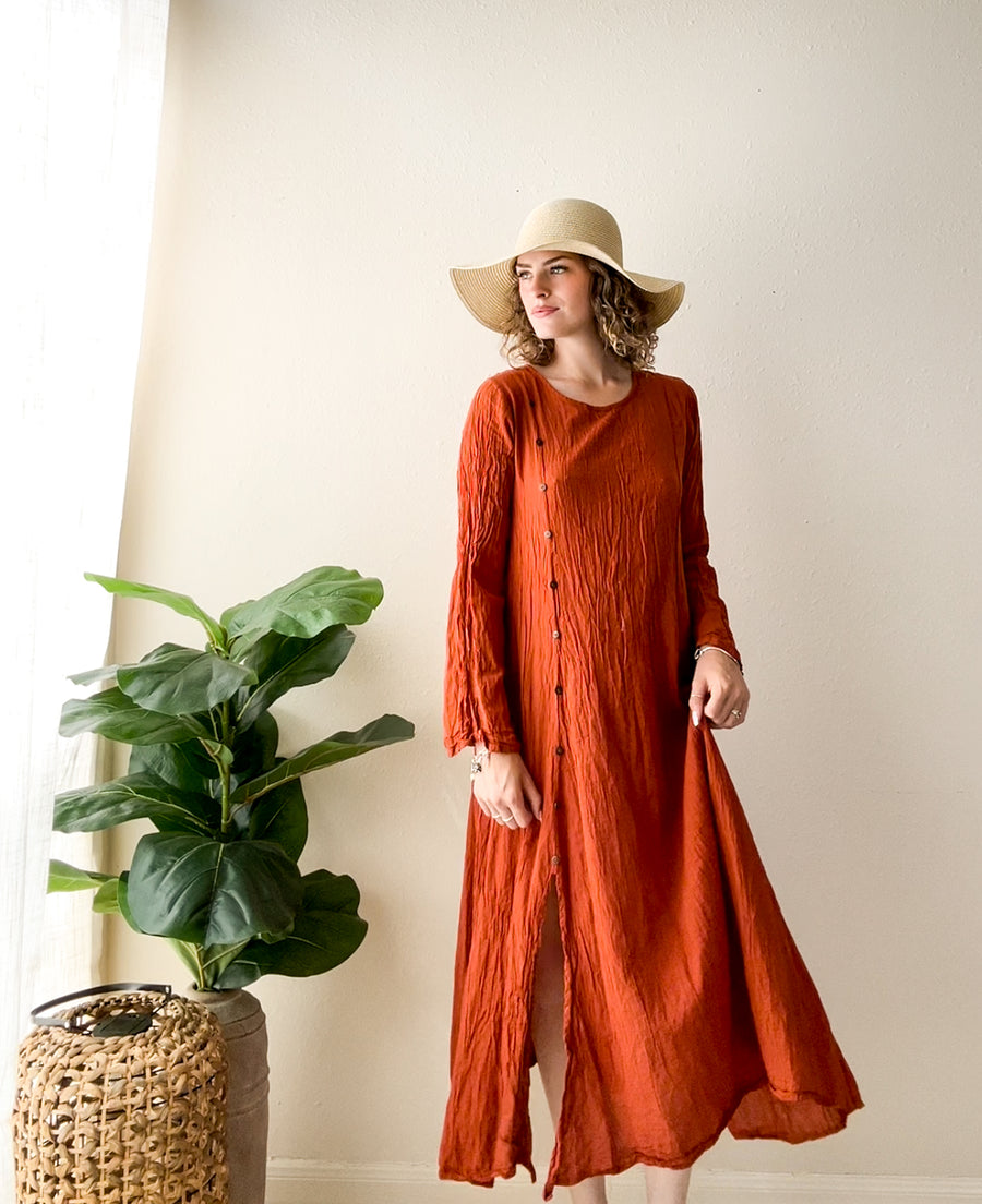 Rust Muse Organic Gauze Dress