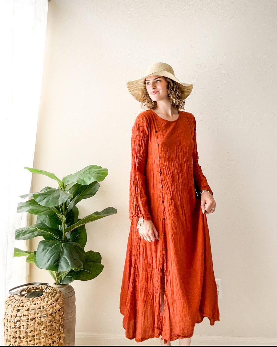 Rust Muse Organic Gauze Dress