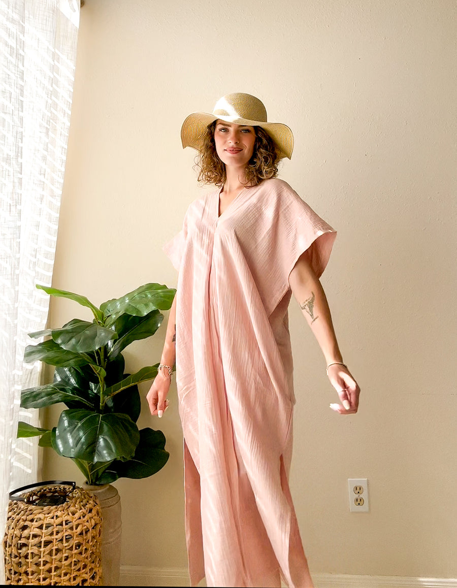 Blush Ease Organic Double Gauze Kaftan Dress
