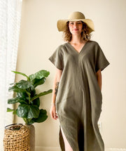 Olive Organic Double Gauze Kaftan