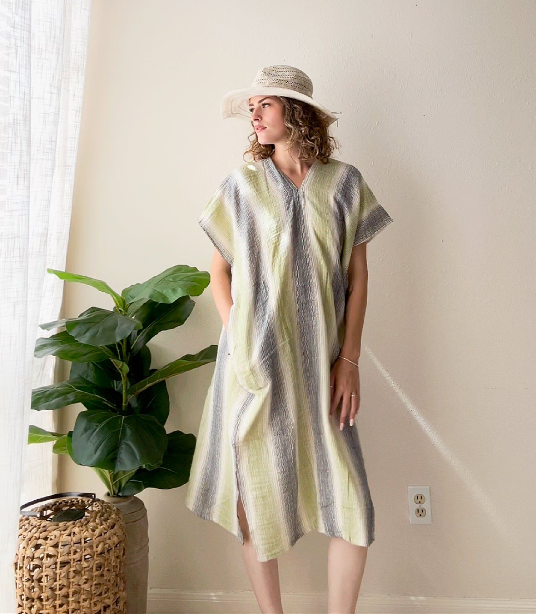 Meadow Waves Double Gauze Kaftan Dress