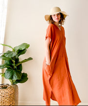 Terracotta Rust Double Gauze Kaftan