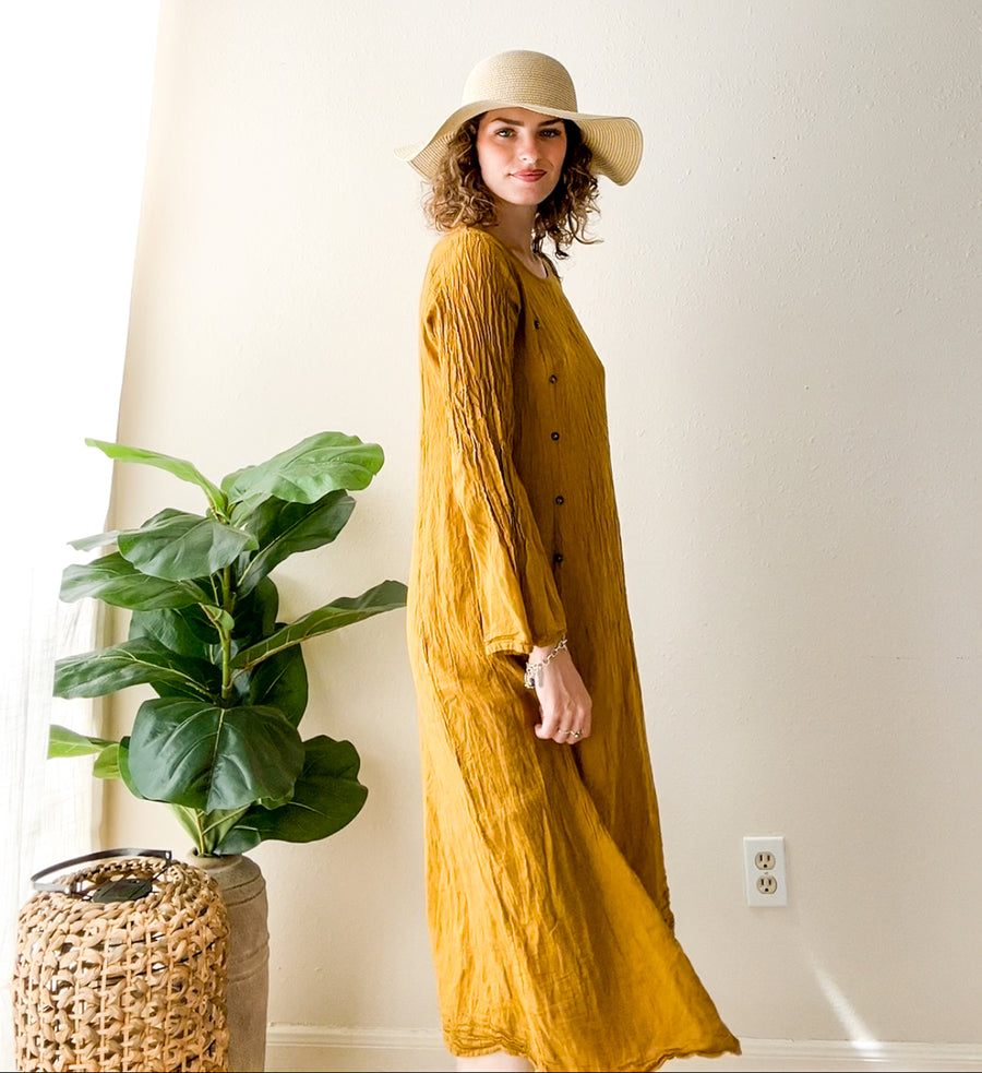 Golden Mustard Organic Cotton Gauze Dress