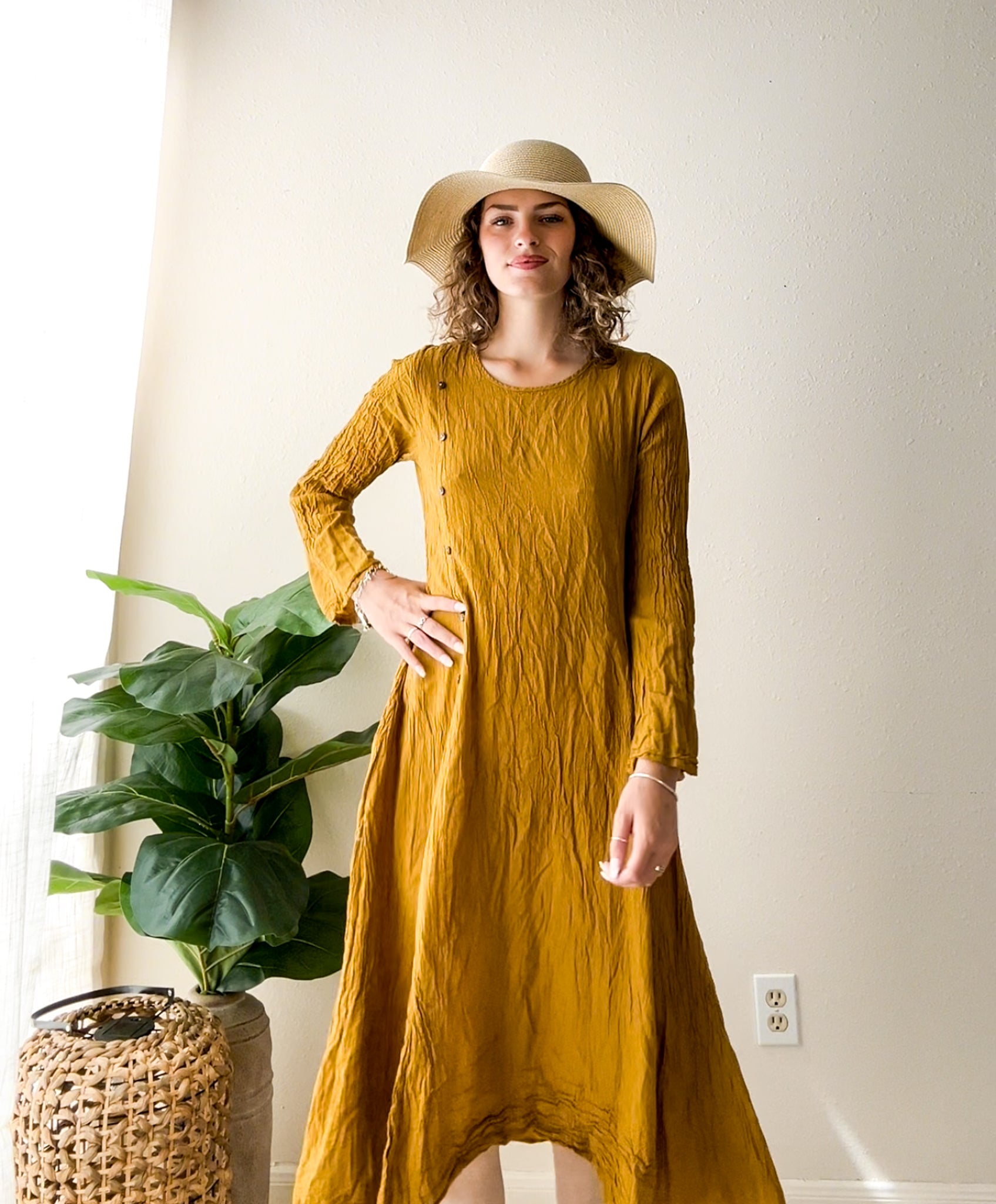 Golden Mustard Organic Cotton Gauze Dress