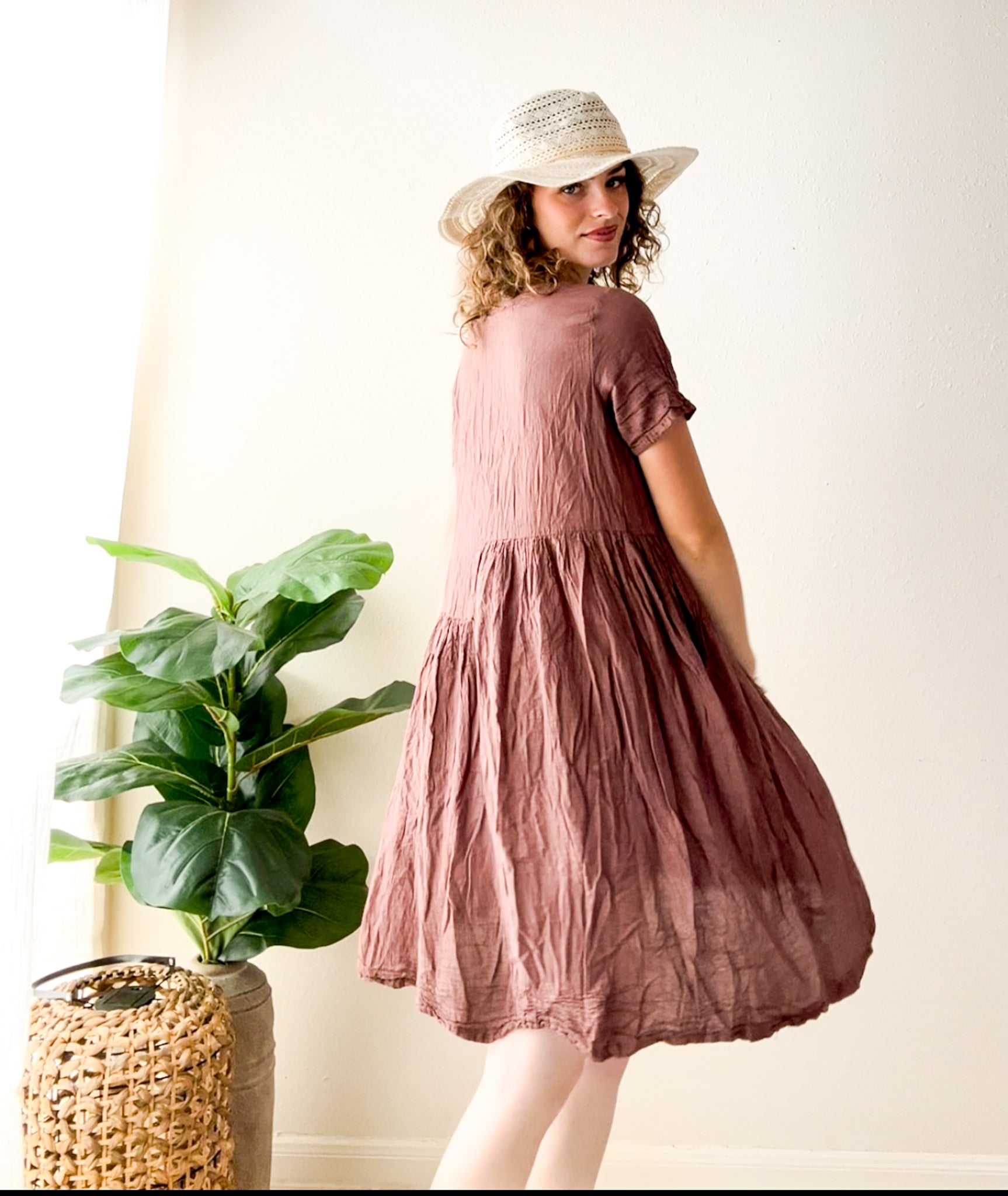 Clay Moon Organic Crinkled Cotton Gauze Dress