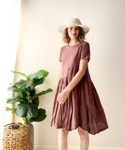 Clay Moon Organic Crinkled Cotton Gauze Dress