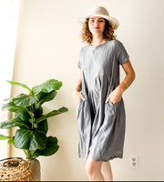 Earthy Gray Boho Midi Dress