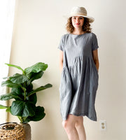 Earthy Gray Boho Midi Dress