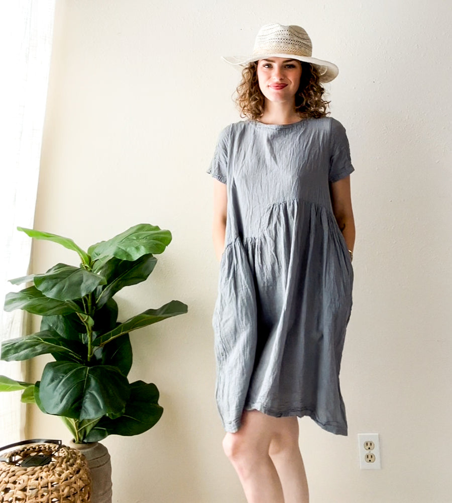Earthy Gray Boho Midi Dress