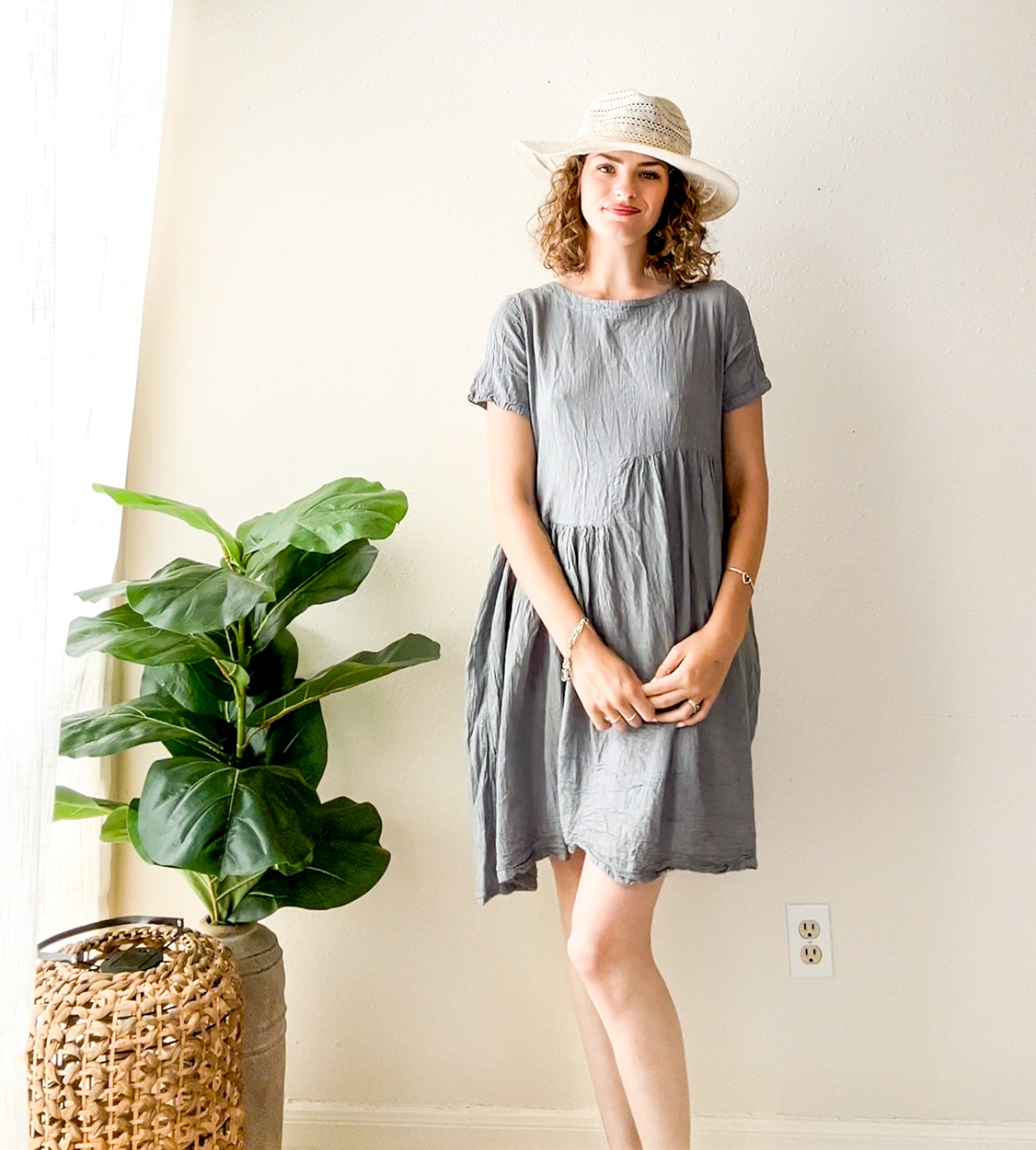 Earthy Gray Boho Midi Dress
