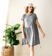 Earthy Gray Boho Midi Dress