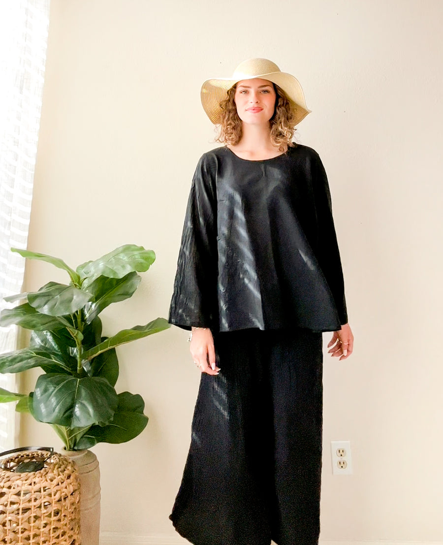 Black Ease Gauze Top