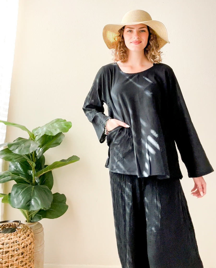 Black Ease Gauze Top