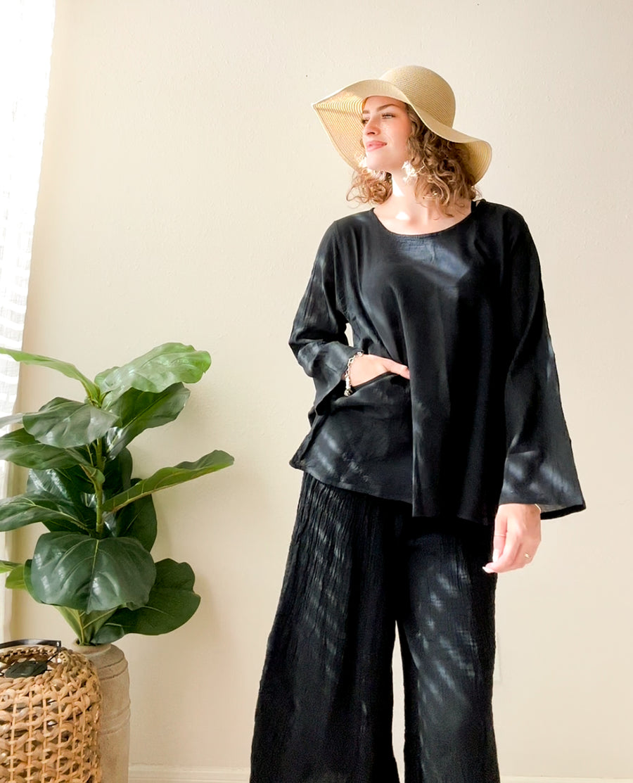 Black Ease Gauze Top