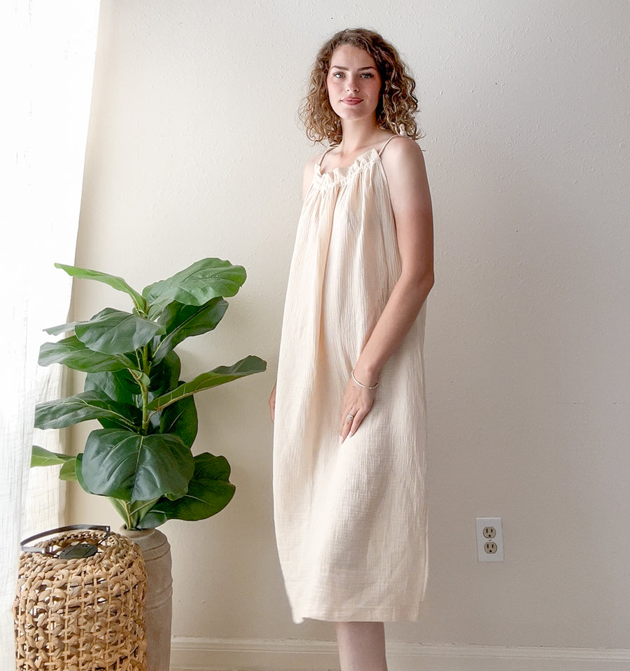 Sand Organic Double Gauze Midi Dress