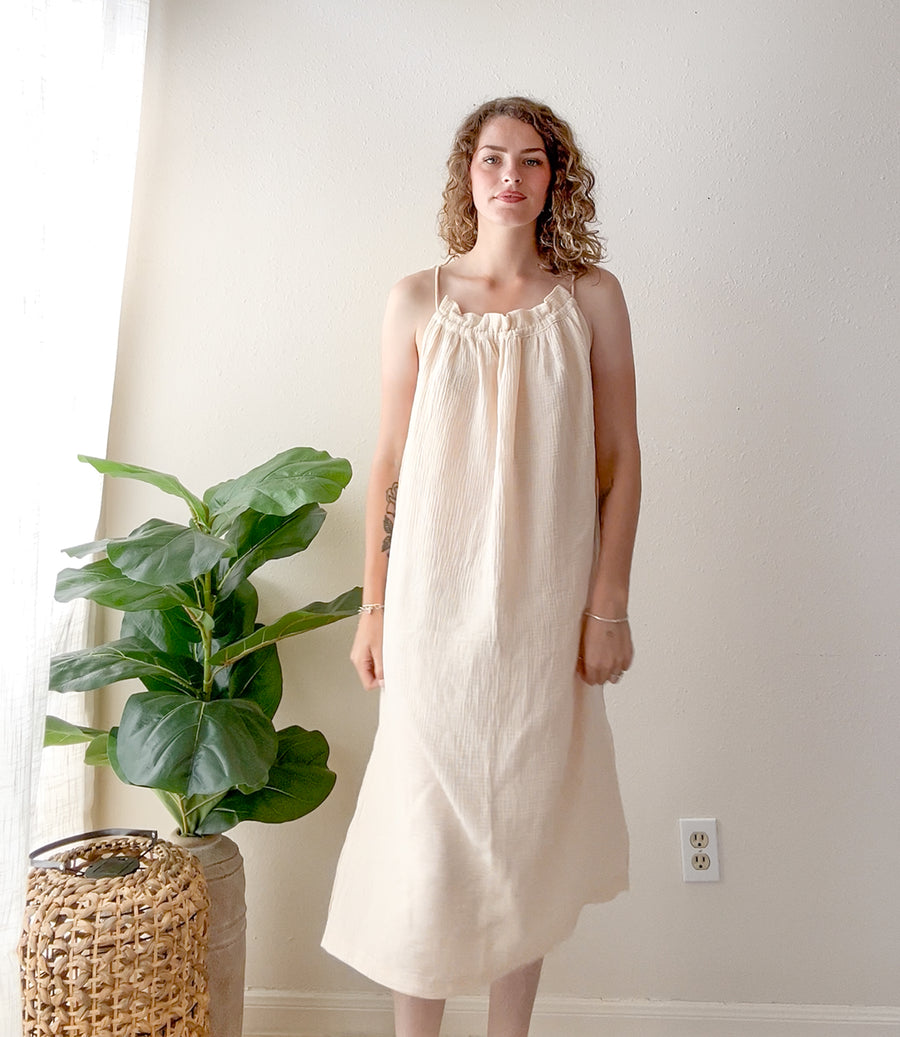 Sand Organic Double Gauze Midi Dress