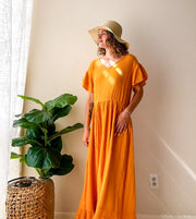 Golden Marigold Organic Triple Gauze Cotton Maxi Dress