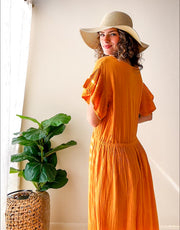 Golden Marigold Organic Triple Gauze Cotton Maxi Dress