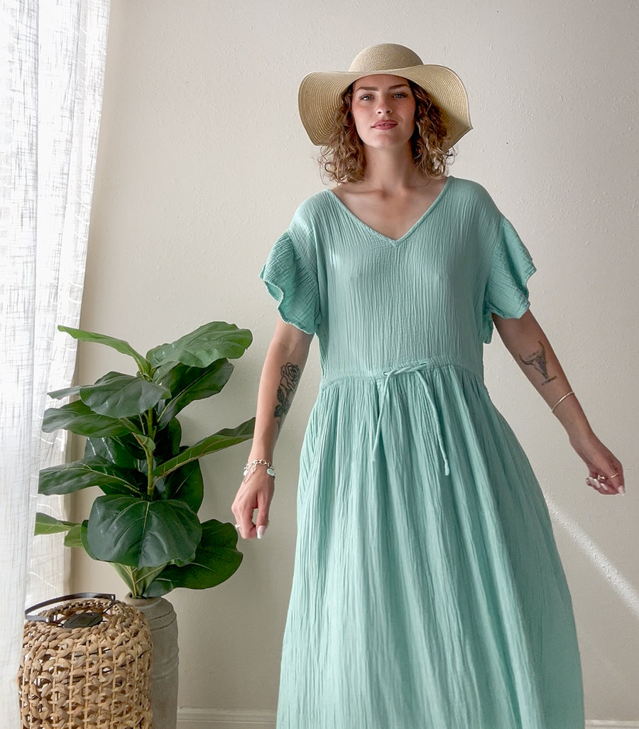 Seafoam Organic Triple Gauze Cotton Maxi Dress