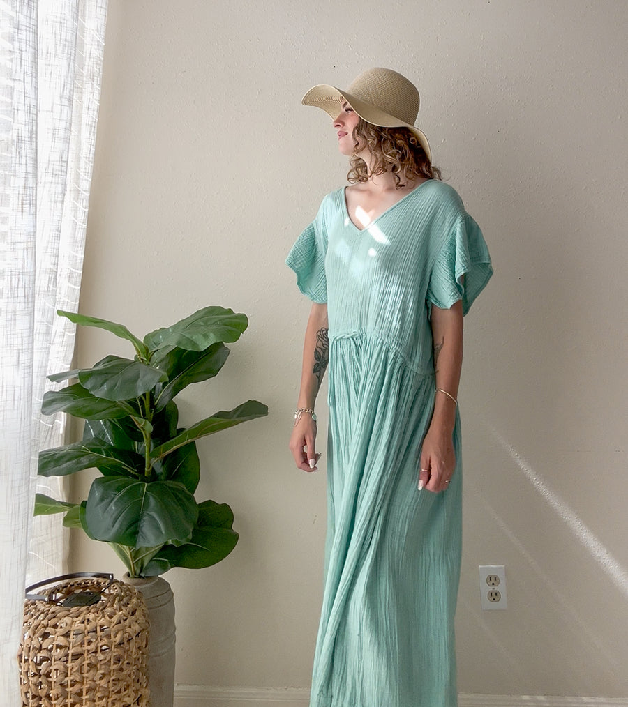 Seafoam Organic Triple Gauze Cotton Maxi Dress