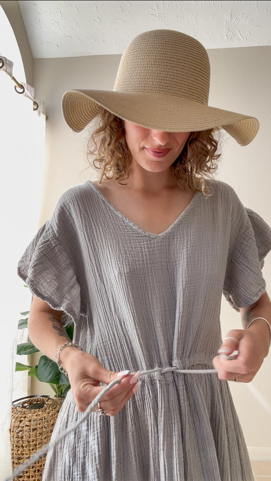 Silver Sage Triple Gauze Maxi Dress