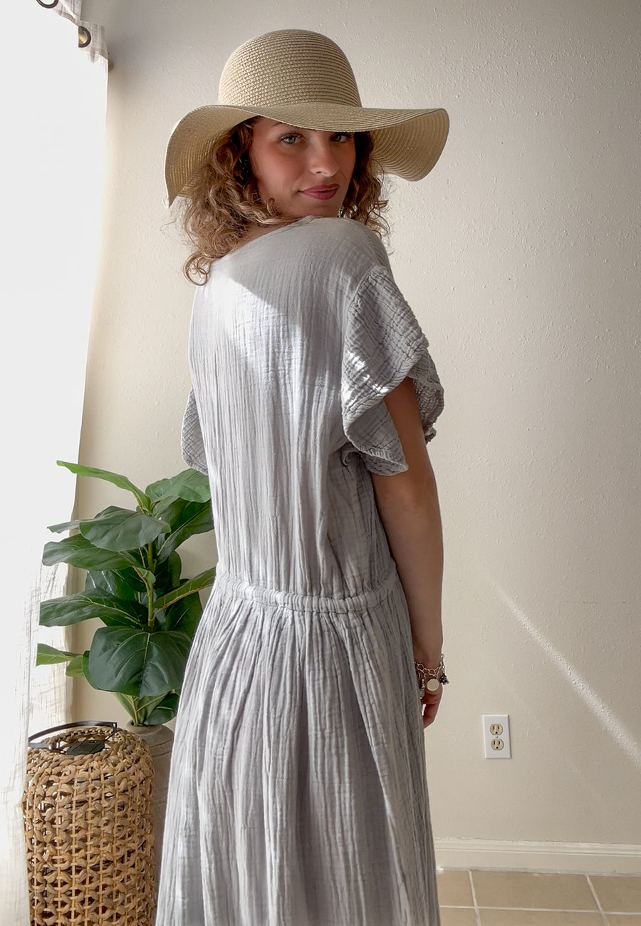 Silver Sage Triple Gauze Maxi Dress