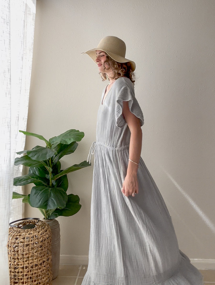Silver Sage Triple Gauze Maxi Dress
