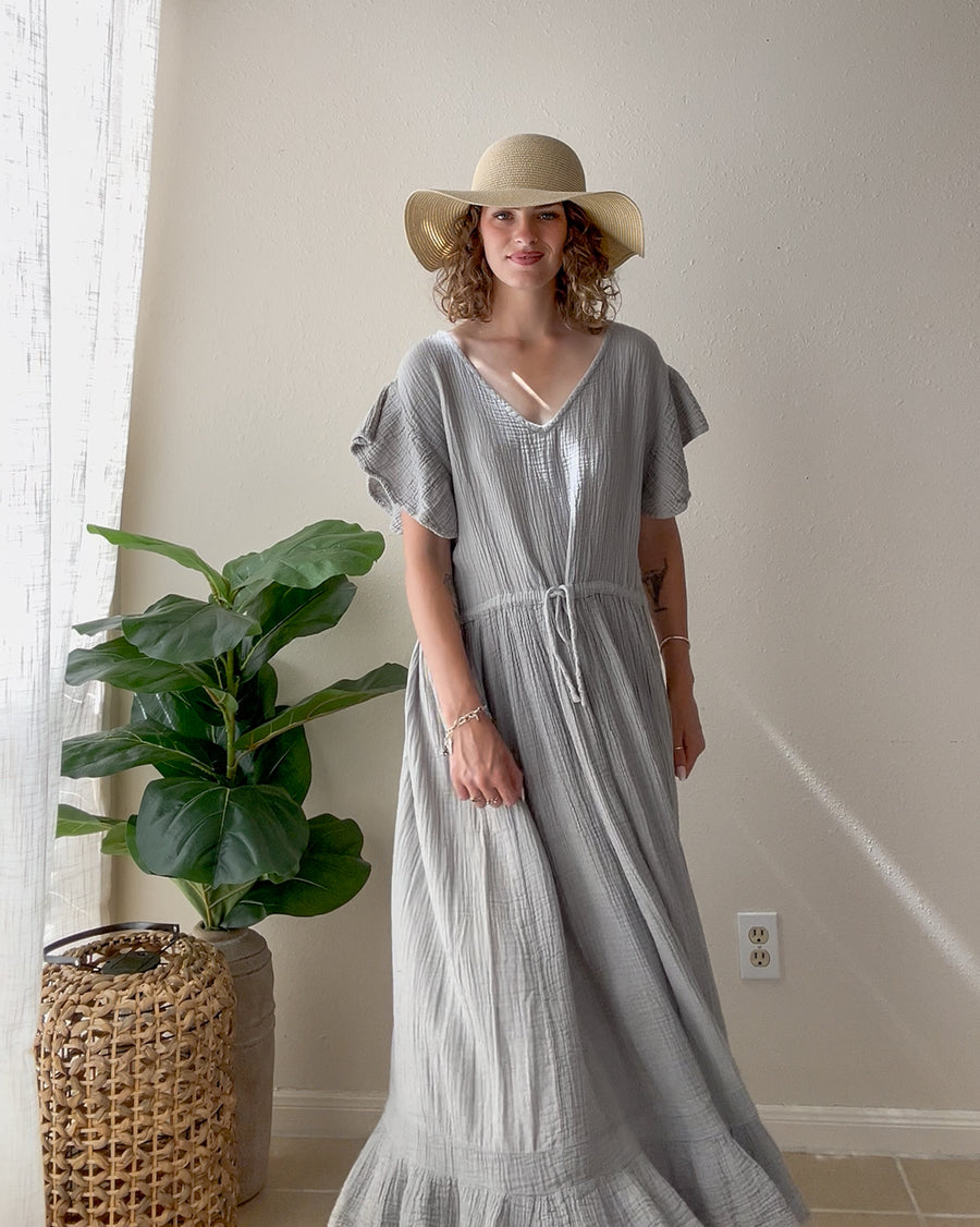 Silver Sage Triple Gauze Maxi Dress