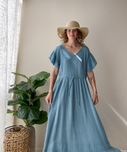 Sky Blue Triple Gauze Maxi Dress