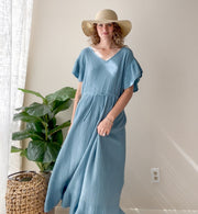 Sky Blue Triple Gauze Maxi Dress