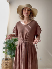 Earthstone Brown Triple Gauze Maxi Dress