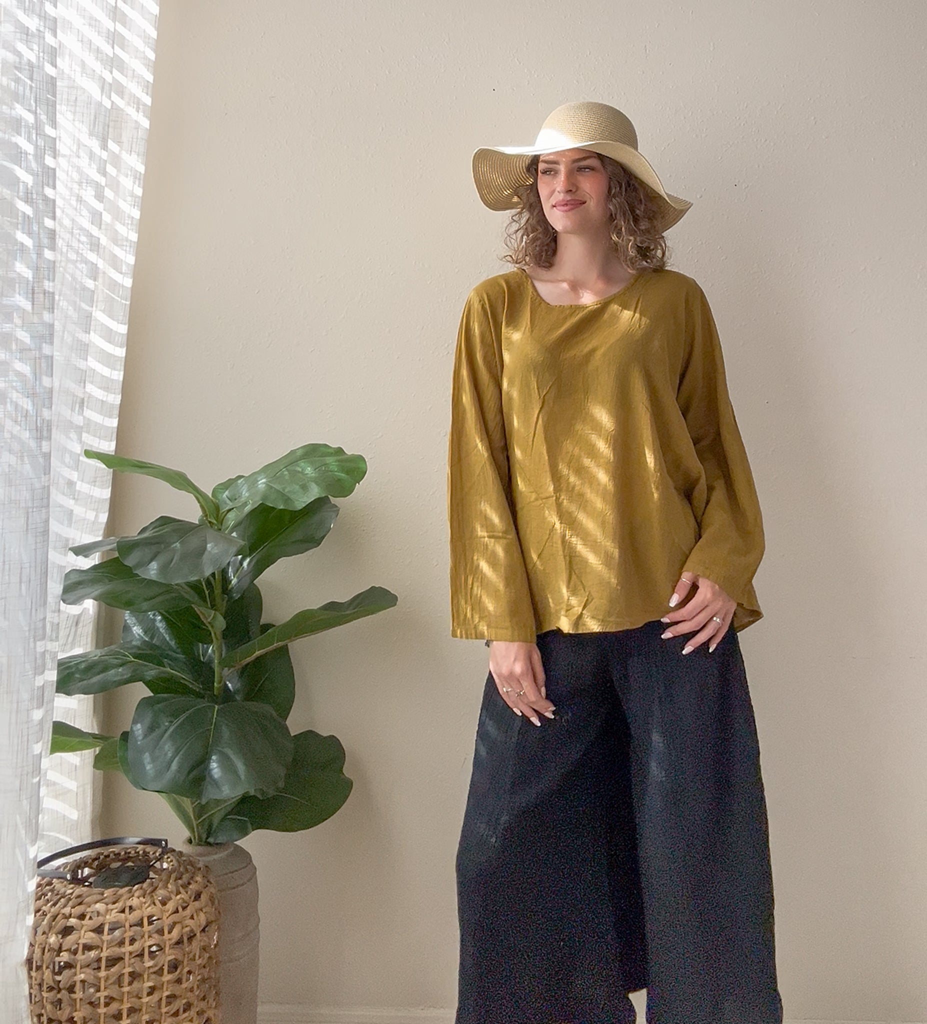 Golden Drift Gauze Top
