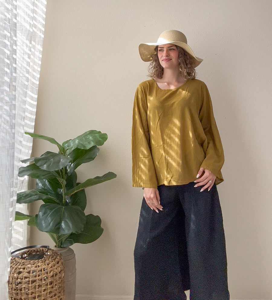 Golden Drift Gauze Top