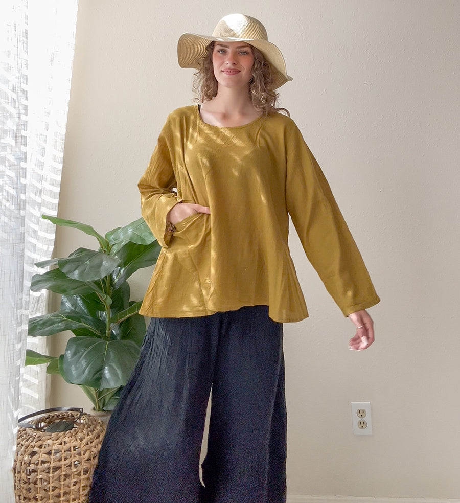 Golden Drift Gauze Top