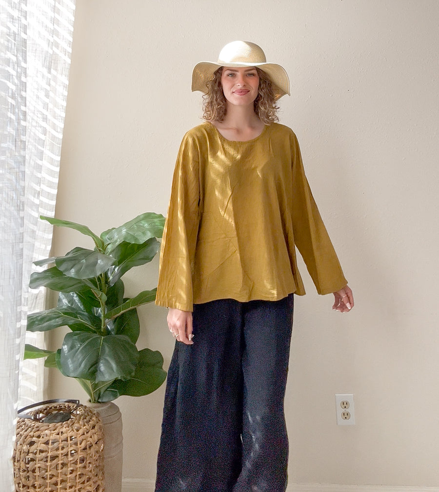 Golden Drift Gauze Top