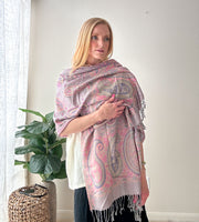 Taupe Majestic Paisley Pashmina Scarf Bohemian Shawl