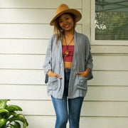 Gray Double Gauze Kimono Cardigan