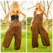 Earthy Elegance Racerback Dungarees Jumpsuit Romper